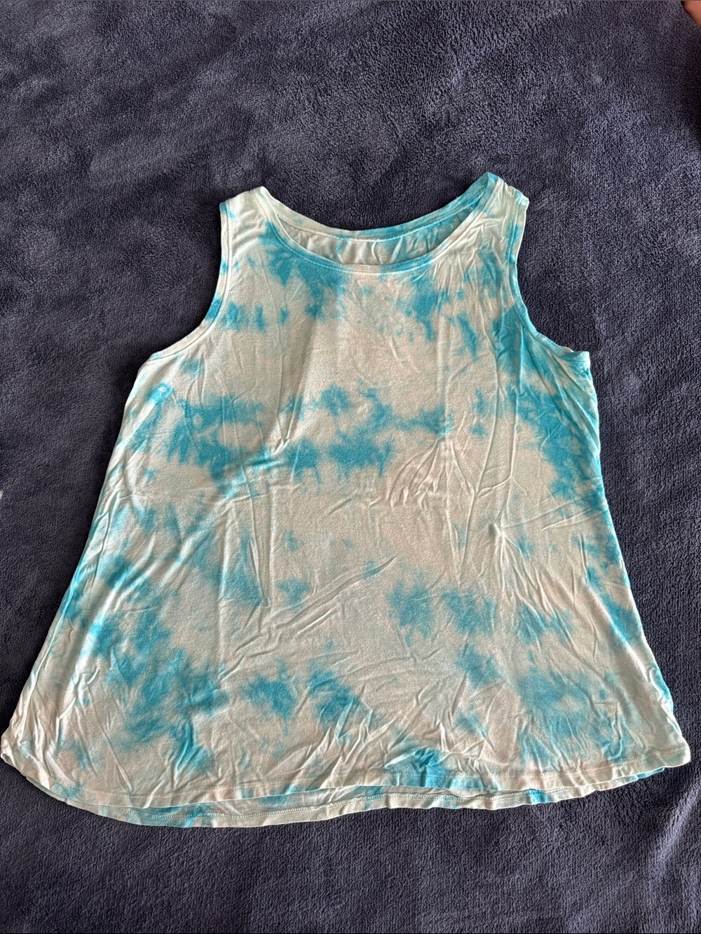 Justice Blue & White Tie-Dye Tank Top